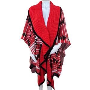 Free People Acadia Cozy Kimono Aztec Chunky Open Front One Size